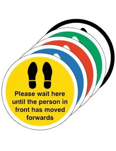 PLEASE WAIT HERE UNTIL PERSON IN FRONT HAS MOVED Floor Sticker - 