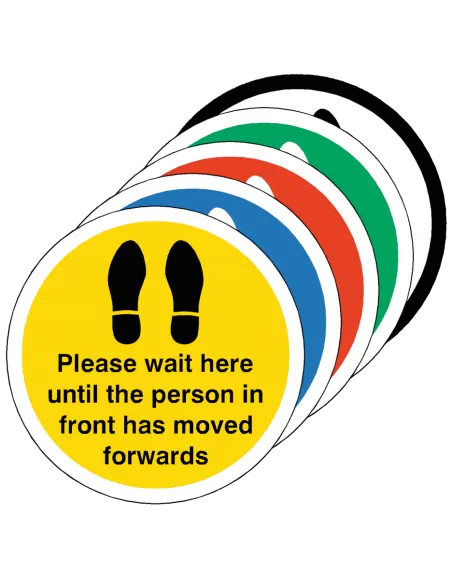PLEASE WAIT HERE UNTIL PERSON IN FRONT HAS MOVED Floor Sticker - 