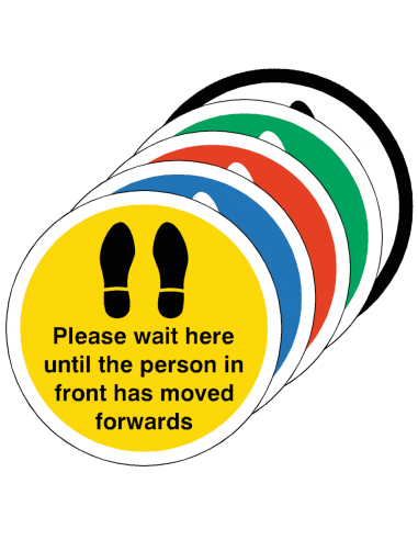 PLEASE WAIT HERE UNTIL PERSON IN FRONT HAS MOVED Floor Sticker - PLEASE WAIT HERE UNTIL PERSON IN FRONT HAS MOVED Floor Sticker -