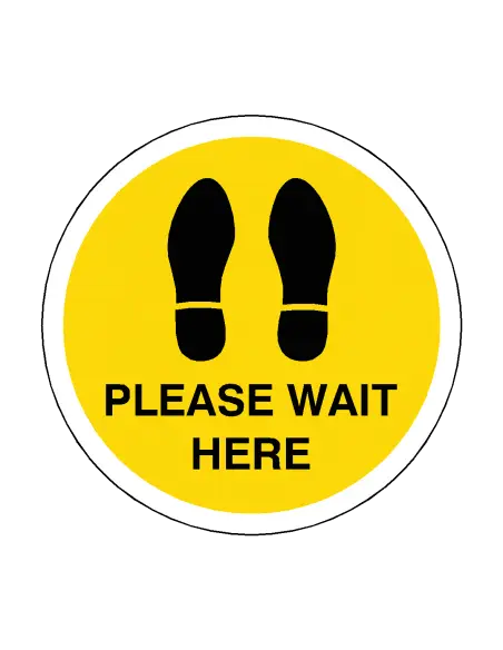 PLEASE WAIT HERE Footprint Floor Sticker - 